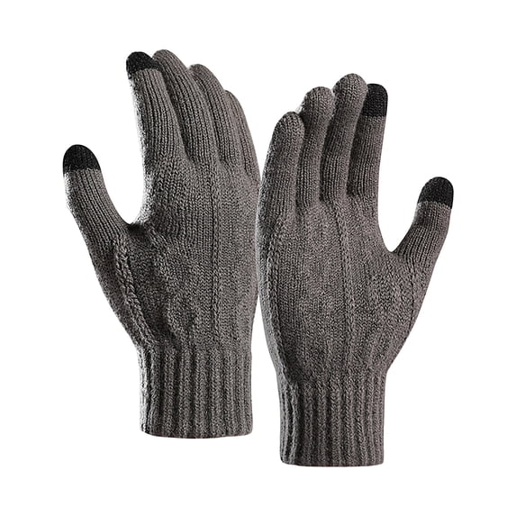 BLCHUNen Winter Gloves Men Knitted Warm Touchscreen Gloves Casual Full Finger Shorts Cuff Texture Gloves,Onesize,Dark Gray