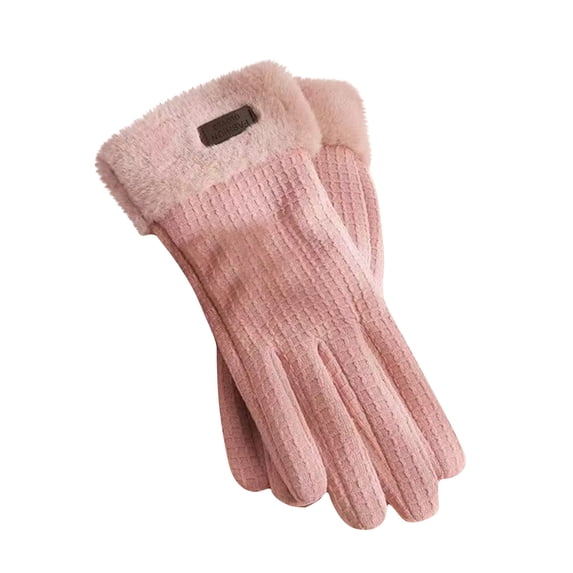 BLCHUNen Winter Gloves Women Casual Fleece Lined Thick Touchscreen Gloves Full Finger Cycling Driving Gloves,Onesize,Pink