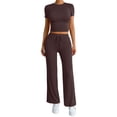 BLCHUNen Womens 2 Piece Outfits Crew Neck Short Sleeve Tops Drawstring ...