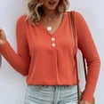thumbnail image 1 of BLCHUNen Womens Blouses Long Sleeve Casual Lightweight Breathable V Neck Pullover Outdoor Relaxed Fashion Fall Tops, 1 of 6