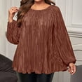 thumbnail image 1 of BLCHUNen Womens Blouses Long Sleeve Crew Neck Pullover Loose Lightweight Casual Relaxed Home Loungewear Fall Tops, 1 of 7