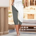 thumbnail image 1 of BLCHUNen Womens Capris Pants Drawstring Elatic Waist Loose Casual Summer Vacation Color Blocked Cropped Pants with Pockets, 1 of 6