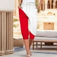thumbnail image 1 of BLCHUNen Womens Capris Pants Drawstring Elatic Waist Loose Casual Summer Vacation Color Blocked Cropped Pants with Pockets, 1 of 6