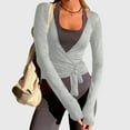 thumbnail image 1 of BLCHUNen Womens Long Sleeve Tops Slim Fitted Cardigan Lightweight Comfy Breathable Workout Sports Yoga Tops, 1 of 8