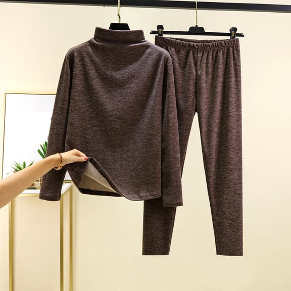 BLCHUNen Womens Lounge Sets 2 Piece Pajamas Sets Fleece Casual Crew Neck Pullover Thickened Warm Fall Winter Long Sleeve Outfits