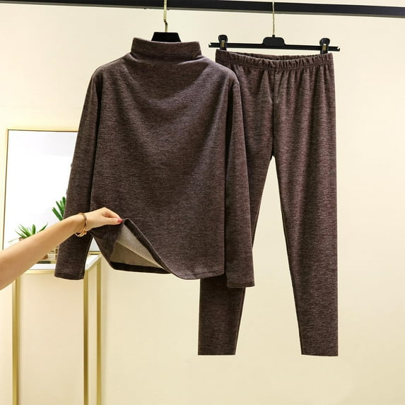 BLCHUNen Womens Lounge Sets 2 Piece Pajamas Sets Fleece Casual Crew Neck Pullover Thickened Warm Fall Winter Long Sleeve Outfits