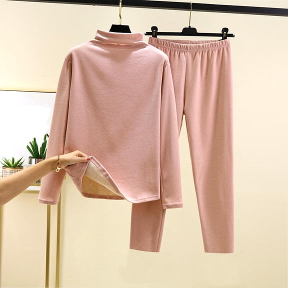 BLCHUNen Womens Lounge Sets 2 Piece Pajamas Sets Fleece Casual Crew Neck Pullover Thickened Warm Fall Winter Long Sleeve Outfits