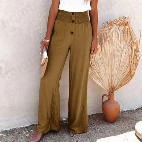 BLCHUNen Womens Pants Casual Lightweight Elastic High Waist Loose Breathable Outdoor Beach Summer Pants