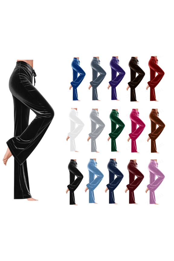 Womens Pants Casual Wide Leg Velour Plush Drawstring Loose Breathable Homewear Sleep Lounge Pajamas Fall Trousers