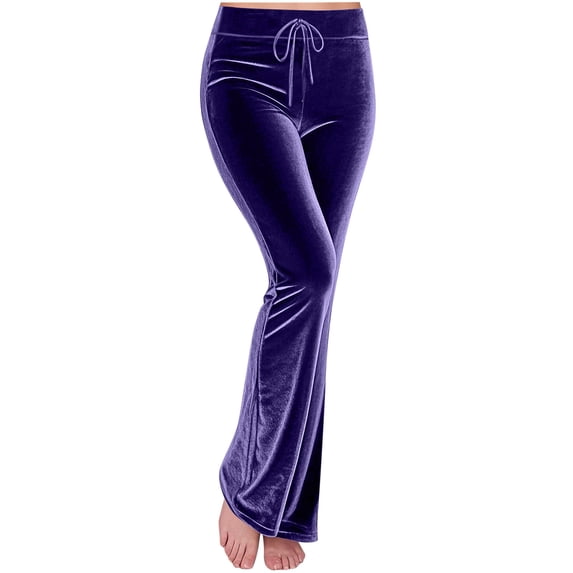 BLCHUNen Womens Pants Casual Wide Leg Velour Plush Drawstring Loose Breathable Homewear Sleep Lounge Pajamas Fall Trousers