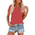 thumbnail image 1 of BLCHUNen Womens Short Sleeve Shirt Button Lightweight V Neck Pullover Breathable Summer Sport Gym Workout Tops, 1 of 8