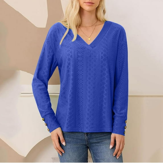 BLCHUNen Womens Tops V Neck Pullover Tops Breathable Quick Drying Workout Gym Athletic Sports Active Casual Long Sleeve Shirts