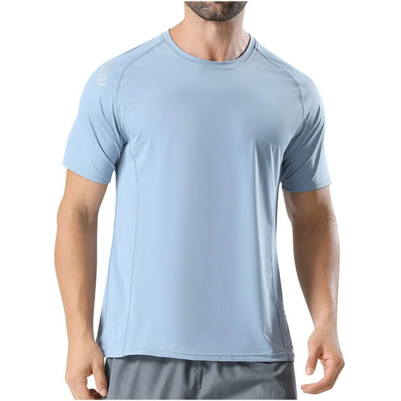 BLCHUNen Workout Shirts for Men Short Sleeve Slim Fitted Wicking Breathable Muscle Fitness Gym Athletic Shirts