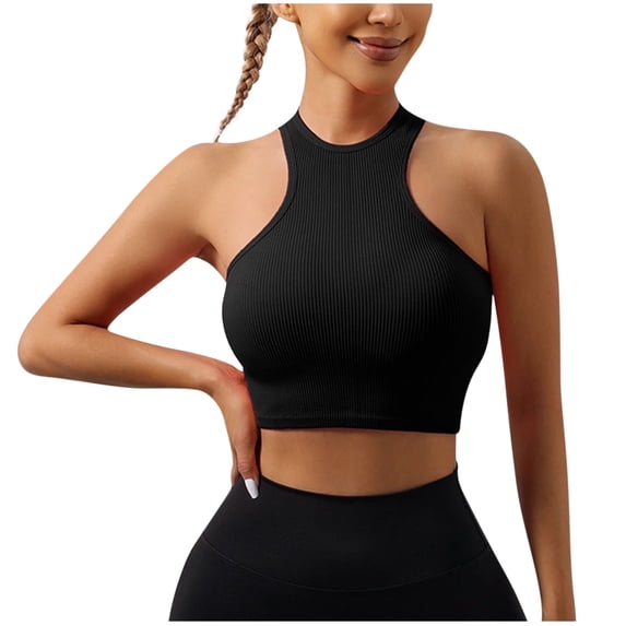 BLCHUNen Workout Tank Tops Woman High Neck Racerback Slim Tanks Summer Quick Dry Crop Workout Running Stretchy Tops