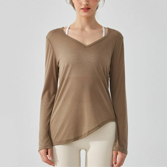 BLCHUNen Yoga Tops for Women Long Sleeve Pullover Crew Neck Breathable Casual Tops Lightweight Sports Gym Active Athletic Blouses