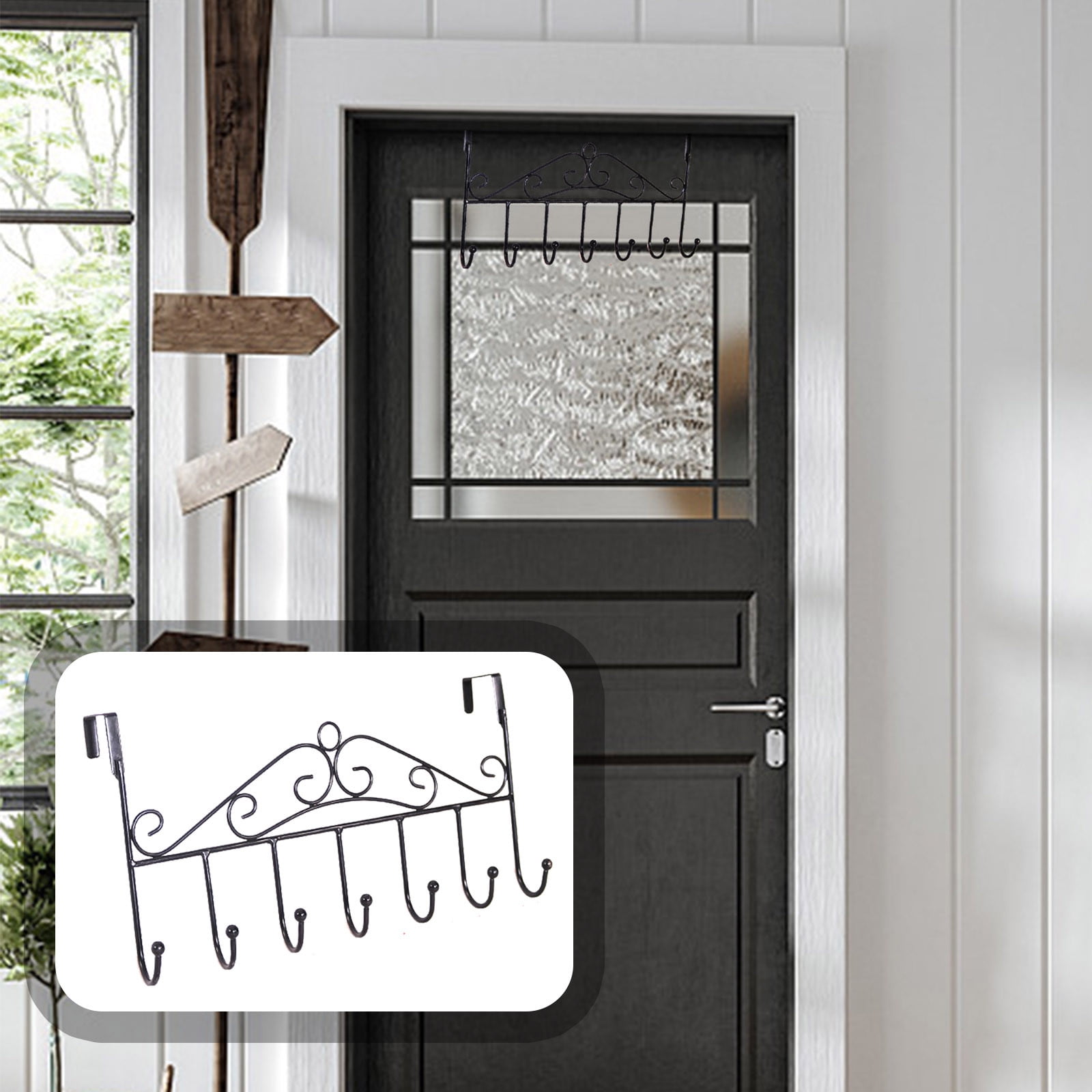 BLCYY Rack 7 Hooks Bathroom Door Hanger For Towel Coat Clothes Hat Bag ...