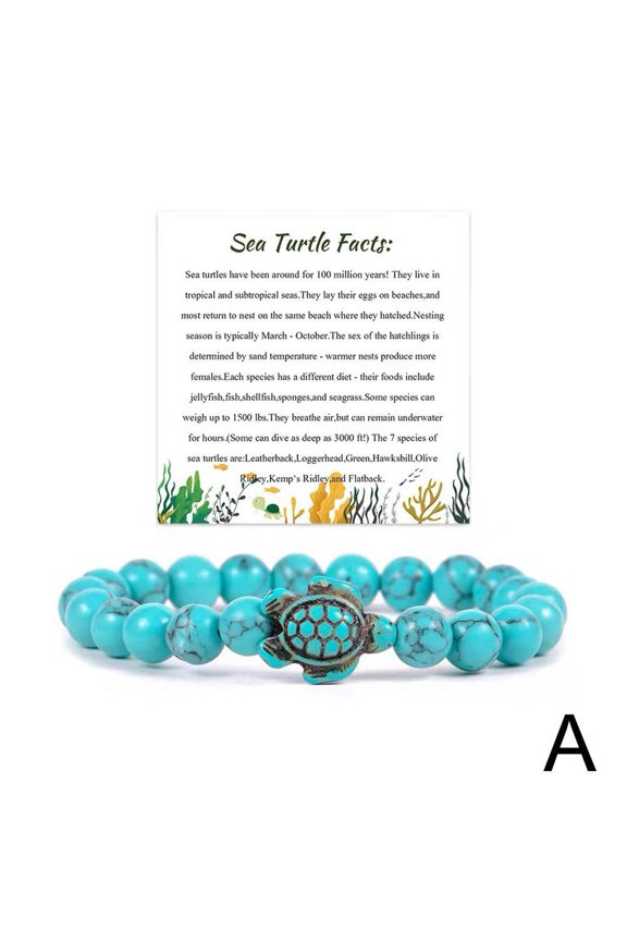 BLE SUCADA Sea Turtle Tracking Bracelet,Ocean Sea Turtle Bracelets, Save Beach Jewelry,Natural Stone Colorful Elastic Turquoise Stretch Bracelet Friendship Gifts for Women Men X1V8