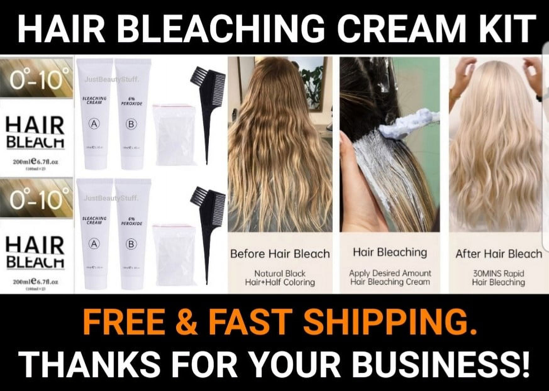 BLEACH BLONDE HAIR LIGHTENING CREAMLIGHTEN HAIR UP TO 10 SHADES2 KITS