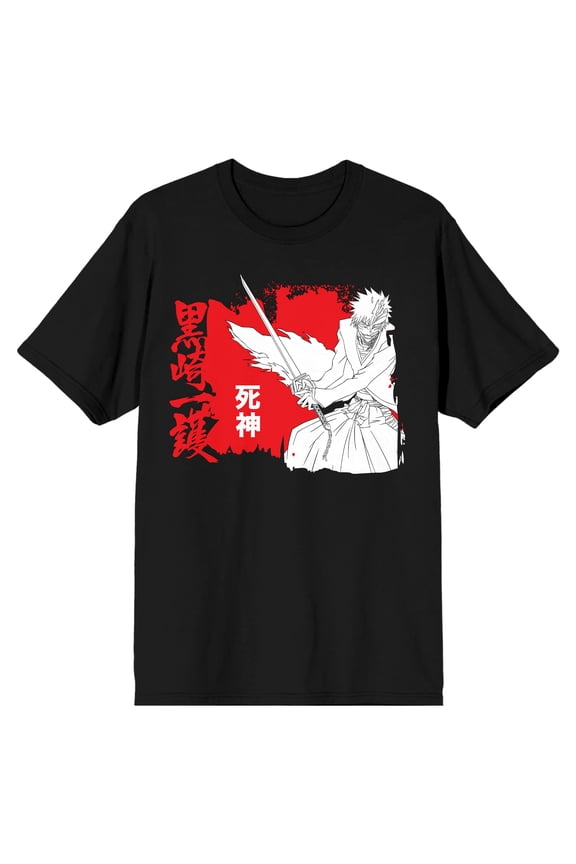 BLEACH White Ichigo Men's Black Graphic Tee-L