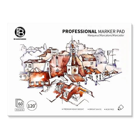 BACHMORE BLEEDPROOF MARKER PAPER PAD 9X12- PREMIUM WHITE 80LB/120G