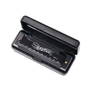 BLEEUS 10 Hole 20 Tone Harmonica Portable Harmonica Adults Gift (Black) Musical Instruments Supplies (Black)