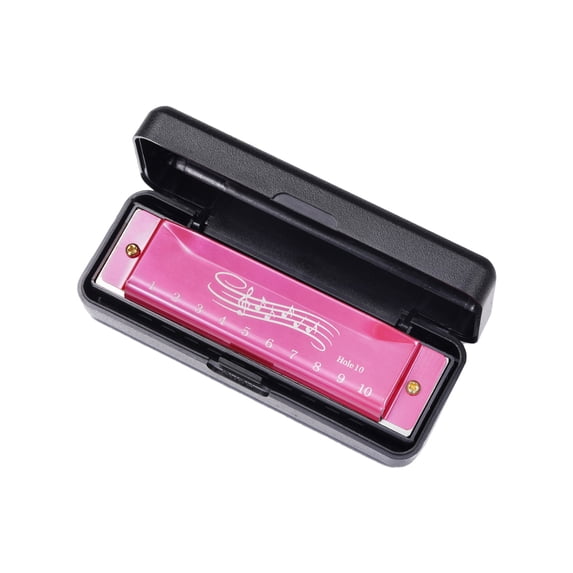 BLEEUS 10 Hole 20 Tone Harmonica Portable Harmonica Adults Gift (Pink) Musical Instruments Supplies (Pink)