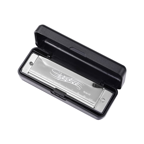 BLEEUS 10 Hole 20 Tone Harmonica Portable Harmonica Adults Gift (Silver) Musical Instruments Supplies (Silver)