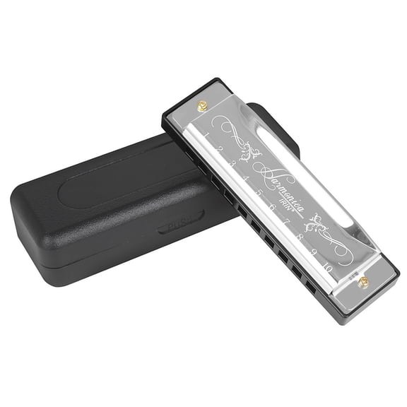 BLEEUS 10 Hole 20 Tone Lightweight Harmonica C Key Mouth Organ Harmonica (Silver) Musical Instruments Supplies (Silver)