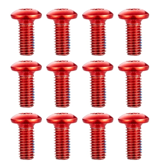 BLEEUS 12x Mtb Bike Disc Brake Rotor Bolts T25 M5x10mm Alloy Steel Screws Cycling Essentials (Red)