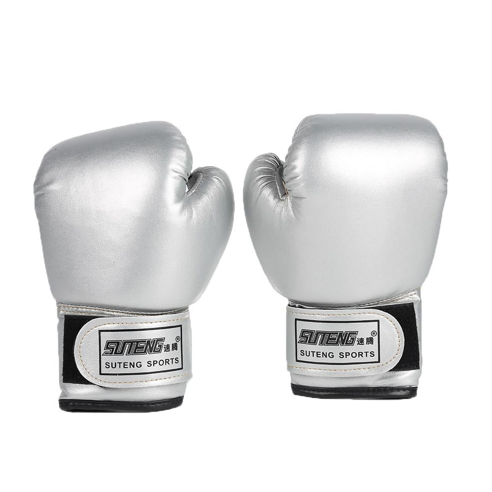 BLEEUS 2Pcs Boxing Gloves Kickboxing Training Gloves For Boys Girls Youth Fitness Supplies (Silver)
