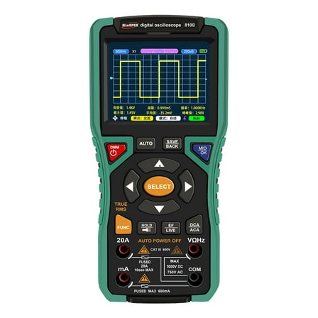 BLEEUS 3.2inch Digital Portable Oscilloscope Multimeter 10Mhz 50MSa/s 9999 Counts Measurement and analysis supplies （Digital Display）