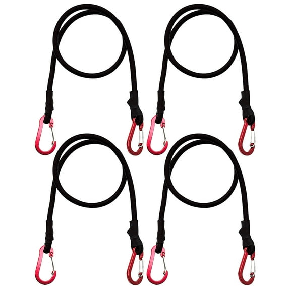 BLEEUS 4Pcs Heavy Duty Bungee Cord Carabiner Hooks Cord Camping Accessories Outdoor Portable Tools (60CM)
