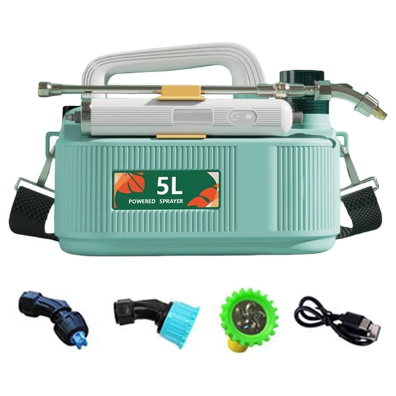 BLEEUS 5L Electric Garden Sprayer Usb Rechargeable Sprayer For Lawn Farm （Green 7.4V）