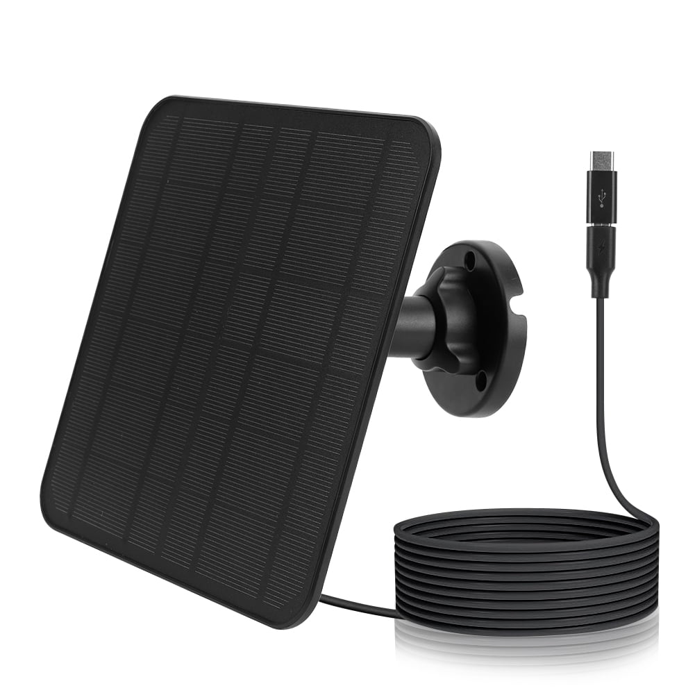 BLEEUS 5V 6W Solar Panel Waterproof Solar Charger For Eufycam 3/3C/2/2C/2 Pro Electronic spare parts (Black)