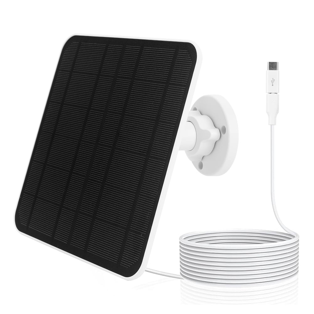BLEEUS 5V 6W Solar Panel Waterproof Solar Charger For Eufycam 3/3C/2/2C/2 Pro Electronic spare parts (White)