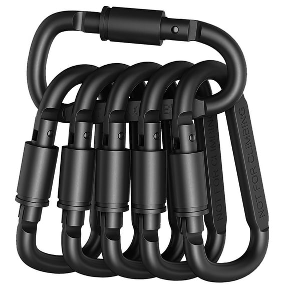 BLEEUS 6x Carabiner Keychain Outdoor Camping Aluminum Alloy D-ring Buckle Camping Supplies (Black)