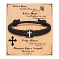 thumbnail image 1 of BLEEUS Braided Rope Cross Bracelet Christian Bracelet For Men Boy Gifts (Black B) Christmas Essential (Black B), 1 of 10