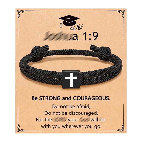 BLEEUS Braided Rope Cross Bracelet Christian Bracelet For Men Boy Gifts (Black C) Christmas Essential (Black C)
