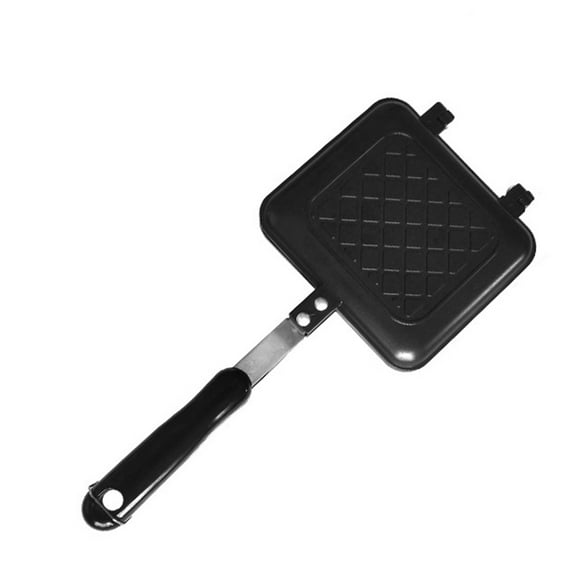 BLEEUS Double-sided Sandwich Pan Non Stick Aluminum Alloy Sandwich Maker Kitchen Daily Supplies (Black)
