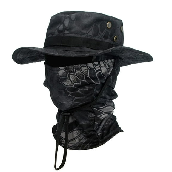 BLEEUS Men Camo Fishing Hat Foldable Casual Balaclava Sun Hat Breathable Bucket Hat Camping Supplies