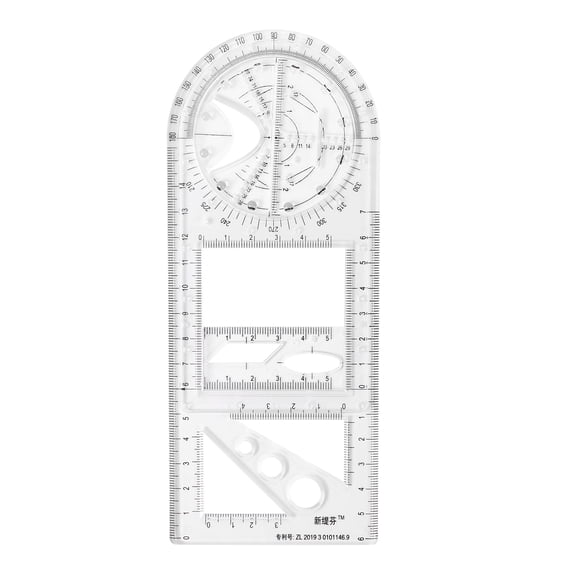 BLEEUS Multifunctional Geometric Ruler Portable Measuring Tool For Drawing (Clear)Student Supplies