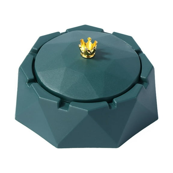 Nordic Ashtray Stainless Steel Crown Ash Tray Washable Home Art Decor Home Storage Supplies (Green)