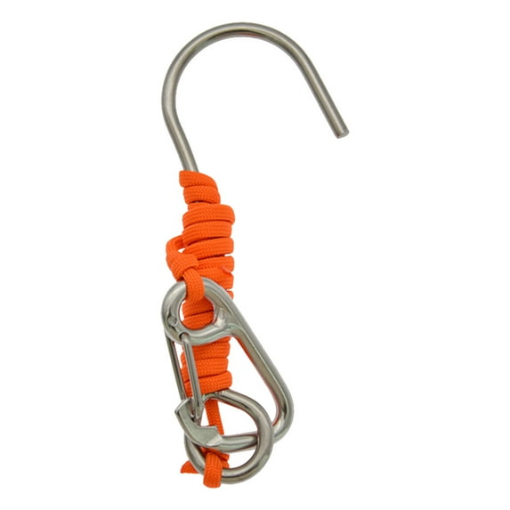BLEEUS Scuba Diving Reef Hook With 120cm Spiral Coil Lanyard For Drift Diving Diving Equipment (Orange)