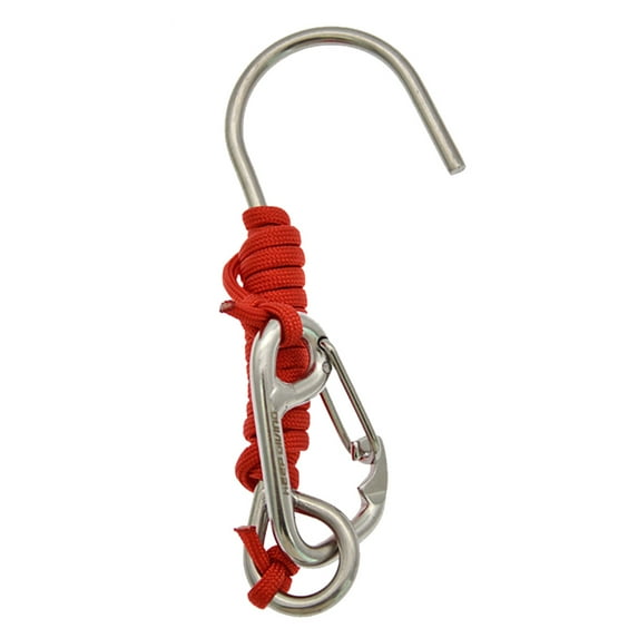 BLEEUS Scuba Diving Reef Hook With 120cm Spiral Coil Lanyard For Drift Diving Diving Equipment (Red)