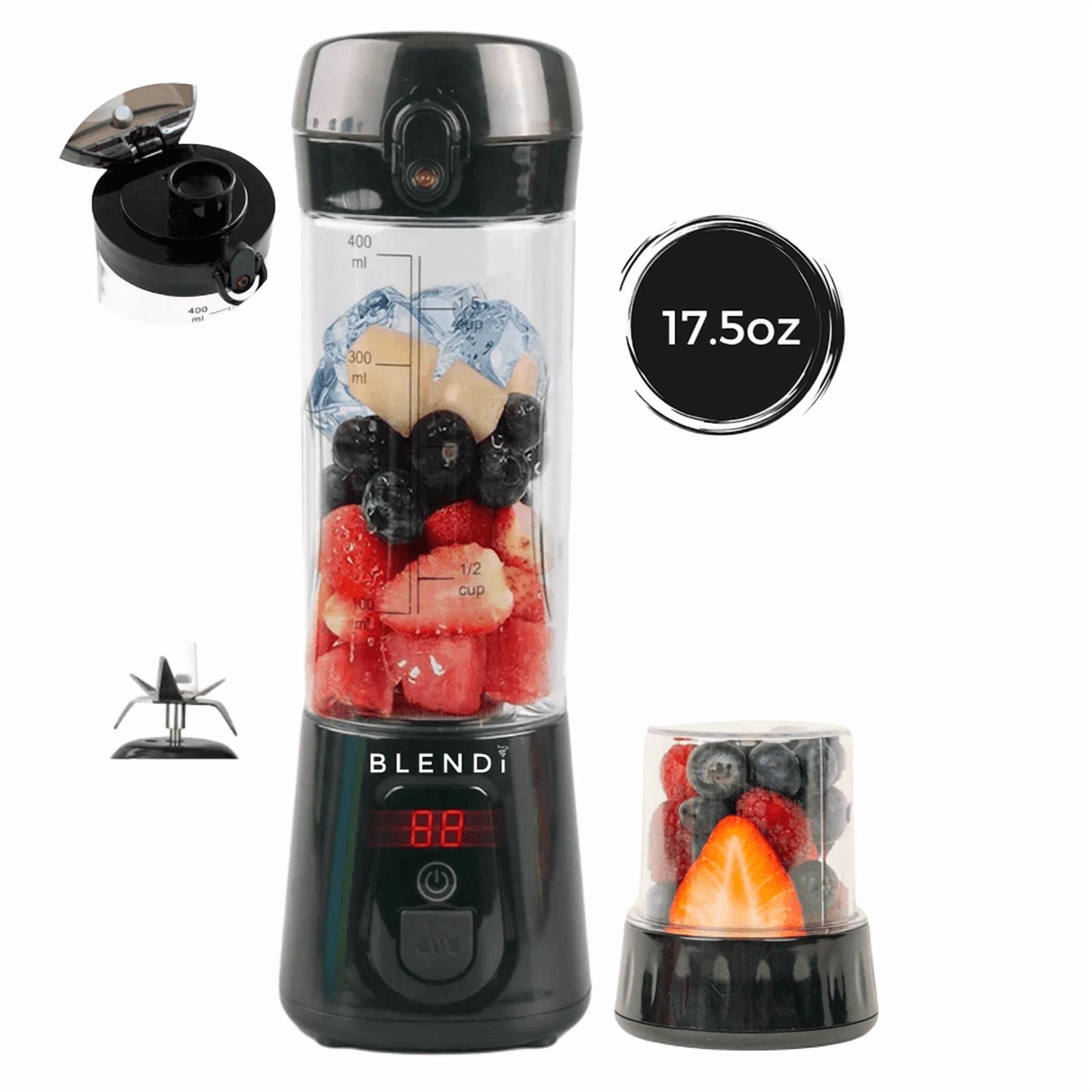 BLENDi Pro+ Ice Crushing Cordless Portable Blender 17oz USB-C Rechargeable, Black