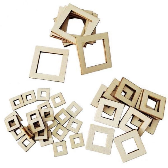 BLESIYA 2-4pack 100Pieces Bulk Unfinished Wooden Pieces Crafts Square 4 Pcs