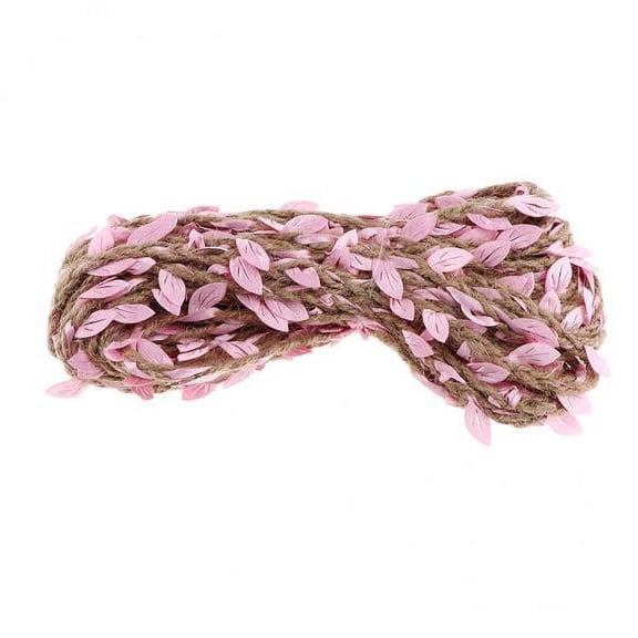 BLESIYA 2X 10 Meters 5mm Artificial Vine Fake Leaf Plant Garland Burlap Ribbon pink