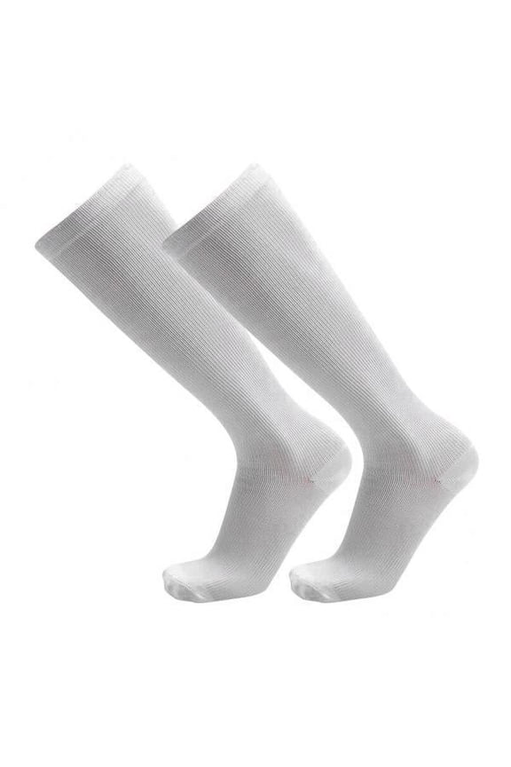 2X Running Compression Socks Calf Support Stockings White L-XL