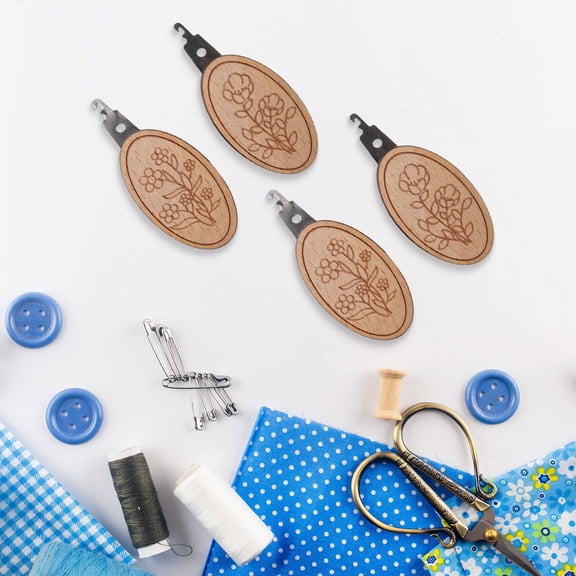 BLESIYA 4 Pieces Craft Needle Threader Set Portable for Quilting Crafting Embroidery Set E