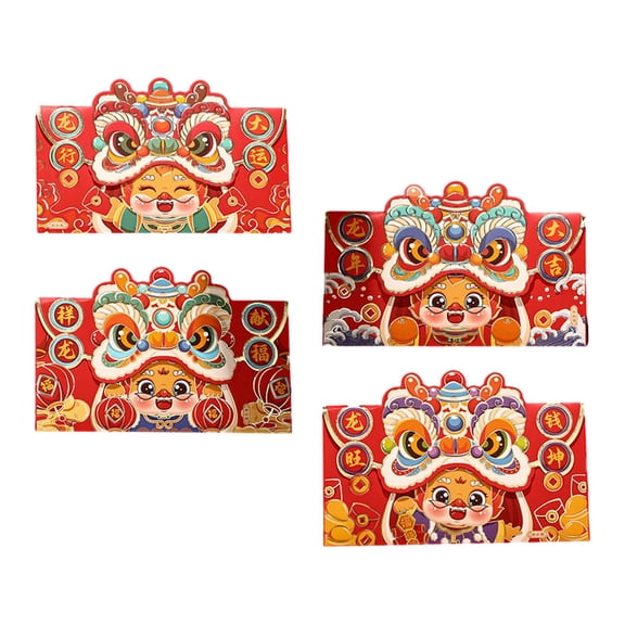 BLESIYA 4x Chinese Lunar New Year Red Envelopes Lucky Money Envelopes Greeting Card Envelopes Present Hong Bao for Wedding Graduation C